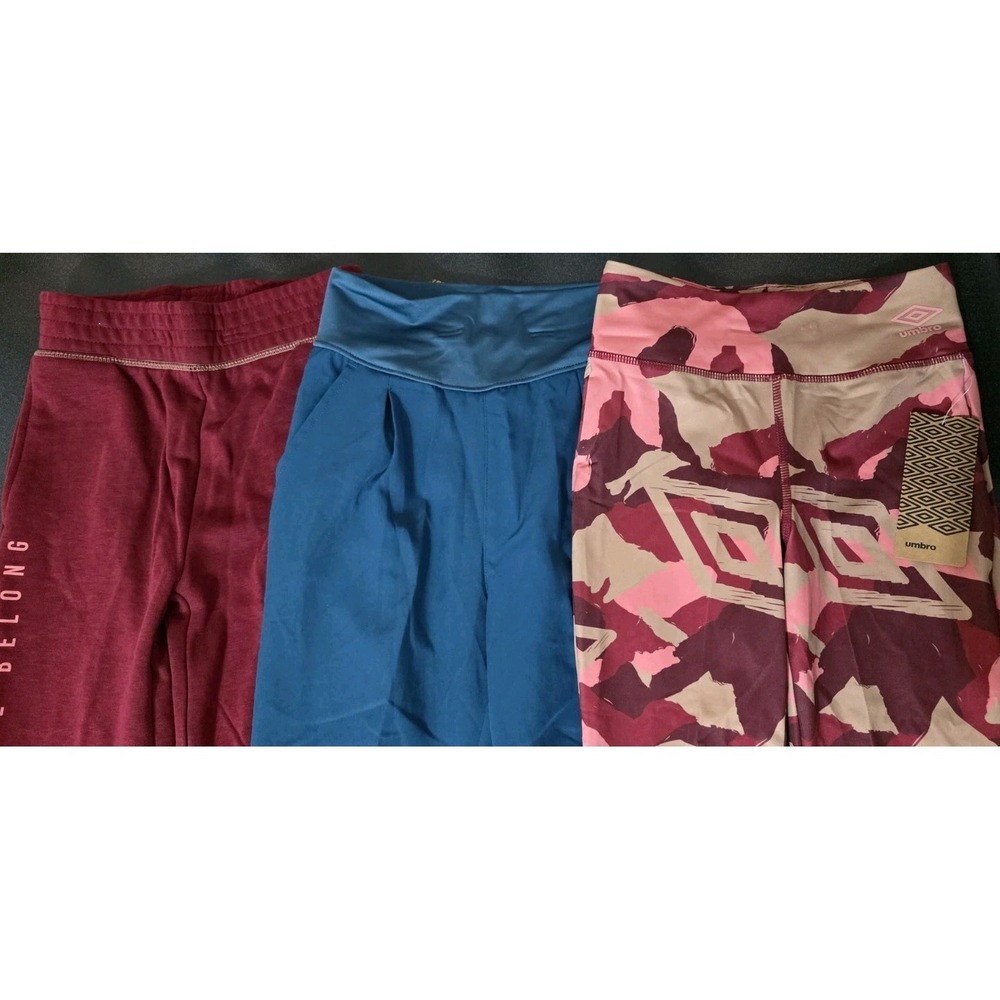 3 NWT Umbro Girls Pants Jogger Legging Warm Up Sport Soccer S 7/8 Pull On Active